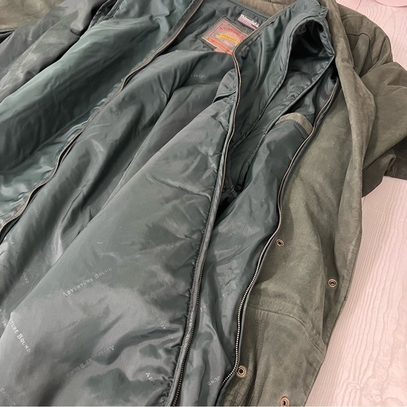 Vintage Wilsons Leather Adventure Bound Green Trench Coat Jacket - Picture 3 of 16